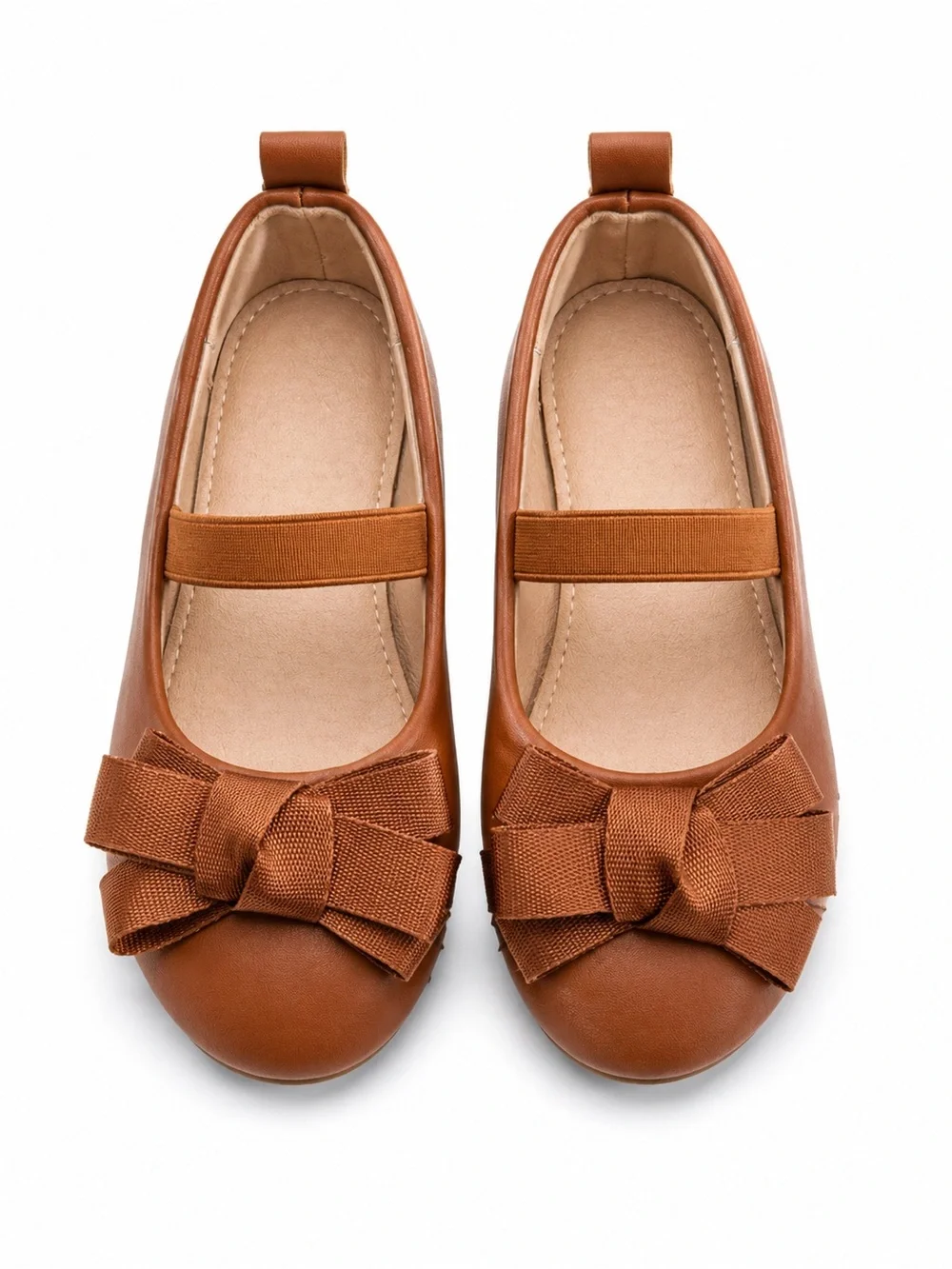 Girls Brown Mary Jane Ballet Flats Size EU 27 / Approx US 10 Bow Dress Shoes